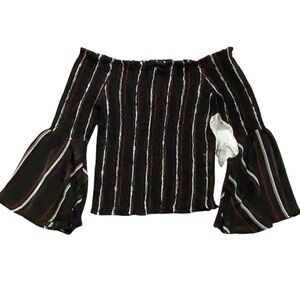 Crave Fame Elegant Black Striped Halter Top